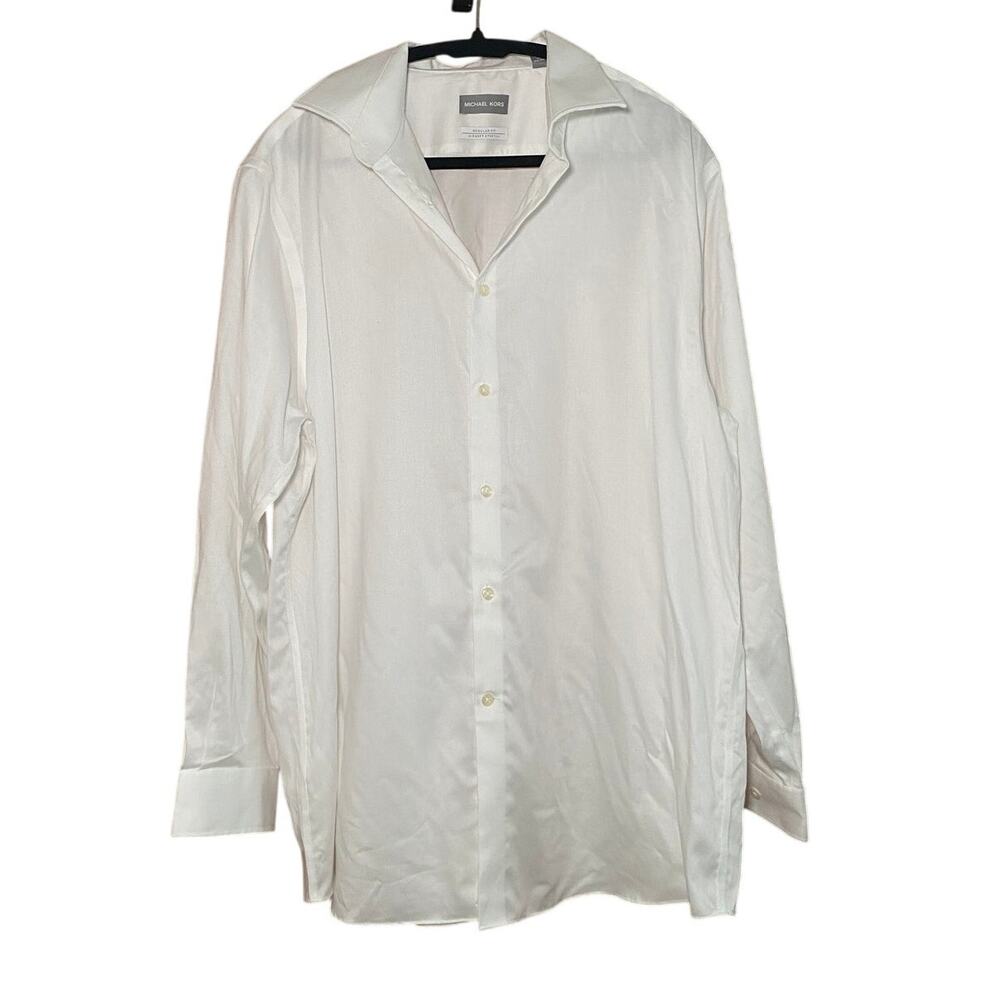 Michael Kors - Men's White Airsoft Stretch - Dress Shirt - Size XL